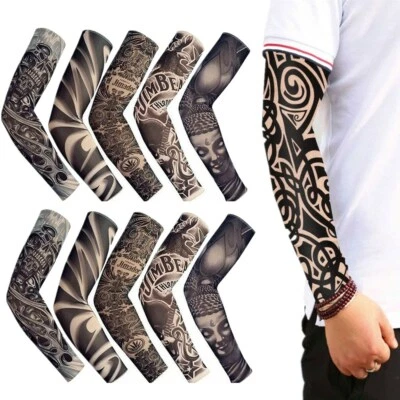 10 pcs Tattoo Cooling Arm Sleeves Cover UV Sun Protection Basketball Cycling - Image 1 of 4