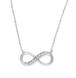 Sterling Silver 925 CZ Infinity Necklace 16 inch Chain - Picture 1 of 2