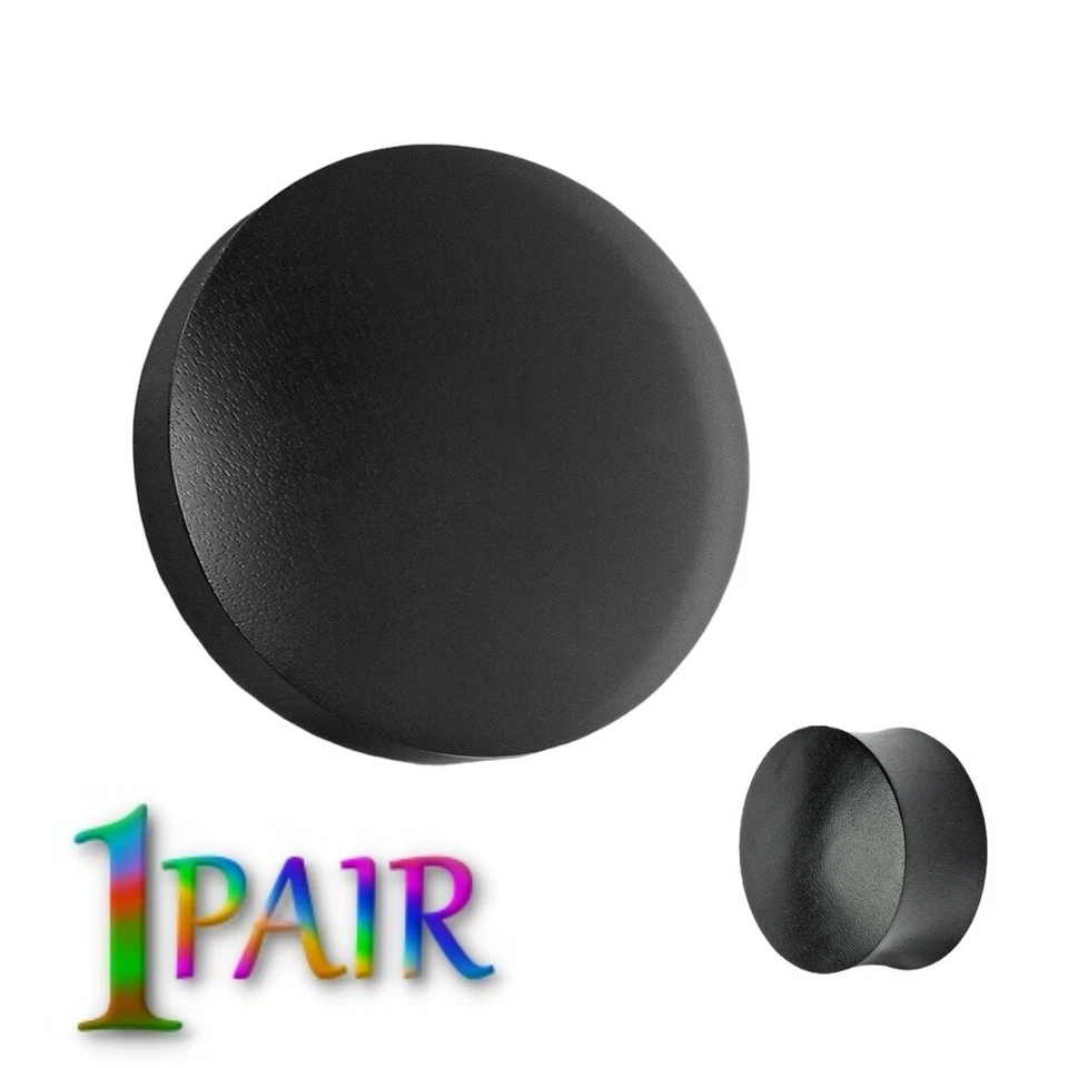 Par de TAPONES DE MADERA ARENG NEGROS 8g-50mm Medidores Doble Llamarada Túneles Oreja Orgánica 1321 Foto 1 de 4