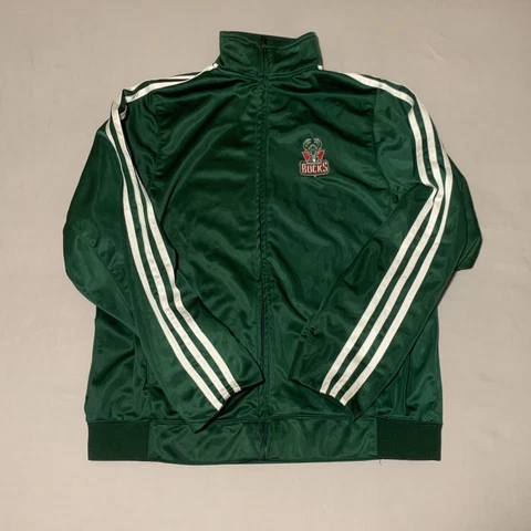 Milwaukee Bucks Adidas Warmup NBA Jacket Rim Rocker Green Mens M Giannis Cover