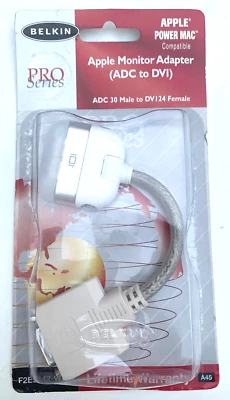 AU Belkin F2E9142-WHT Apple Monitor Adapter ADC To DVI for PowerMac G4/G5 *NEW* - Image 1 of 3