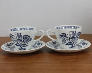 J&G Meakin - Blue Nordic - Classic White - Onion - Flat Cups & Saucers - TWO - 2 - Picture 1 of 6
