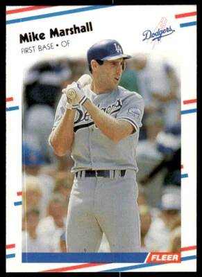 1988 Fleer Baseball Card Mike Marshall Los Angeles Dodgers #522 - Image 1 of 2