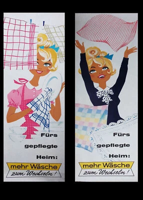 Werbung Fürs gepflegte Heim Wäsche - ca. 1960-65 2x Großformat Plakat 118x41 cm - Bild 1 von 3