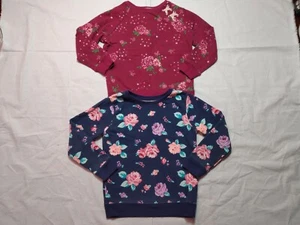 Garanimals Sweaters Girls 5T Maroon Navy Floral Kids Long Sleeve Pullover Shirts - Picture 1 of 12