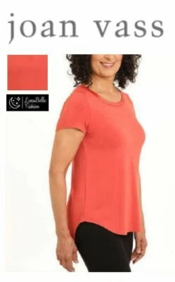 Camisa Joan Vass NY Mezcla de Algodón Sólida Manga Corta Top Tacto Suave | Talla Pequeña Foto 1 de 3