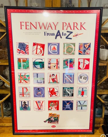 FENWAY PARK Boston Red Sox & Hood Vintage 2003 Framed A to Z Poster 25”x 37” Cover