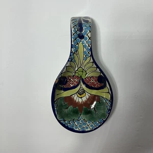 Cuchara de cerámica Talavera reposo 10"" cerámica mexicana pintada a mano - Imagen 1 de 4