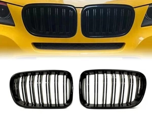 Griglie Anteriori Mascherine Rinichi BMW X3 F25 2011 2012 2013 Nero Lucido - Foto 1 di 5