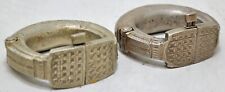 1800s Antique Solid Brass Bracelets Pair Original Old Fine Hand Crafted Engraved