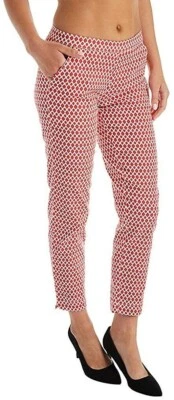 HUE Mujer Mocasín Skimmer Rojo Diamante Textura Pantalones Legging Talla L Foto 1 de 3