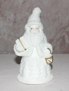 Campana de Navidad Santa Claus Porcelana Blanca Bisque Borde Oro Brillo 5 1⁄2"" Alto - Imagen 1 de 7