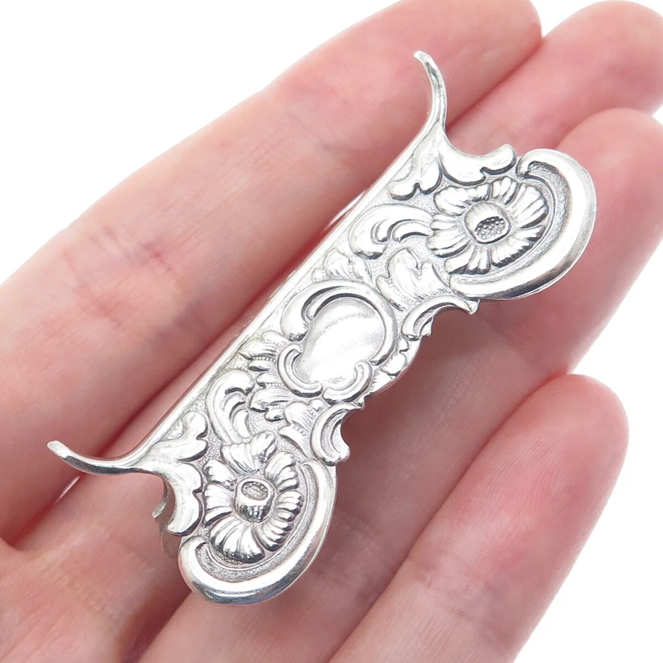 Soporte de soporte de cuchillo floral MAB Suecia 1948 antiguo de plata de ley 925 Foto 1 de 4