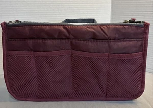 Purse Handbag Organizer Insert Burgundy Gray - Picture 1 of 10