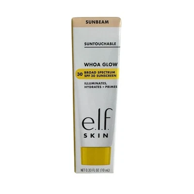 NEW ELF Skin Suntouchable Whoa Glow Primer Sheer Peach Shimmer SPF 30  0.34 oz - Image 1 of 4