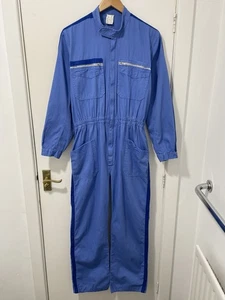 Vintage 70s Italian Workwear Boiler Suit Coverall Men's S Blue Motor Racing - Picture 1 of 24