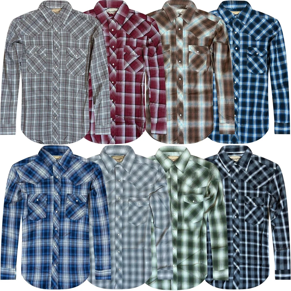 Wrangler Mens Check Shirt Lumberjack Soft Cotton Check Long Sleeve Work Top - Image 1 of 1