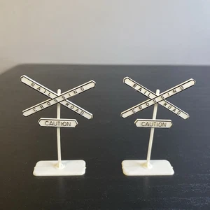Plastic O/S Scale Lot of 2 Railroad Crossing Caution Signs Model Train Railroad - Picture 1 of 11