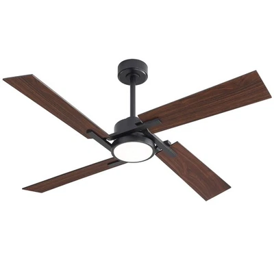54 Inch Ceiling Fan with Light and Remote 4 Plywood Blades 6-Speed Reversible... - Image 1 of 4