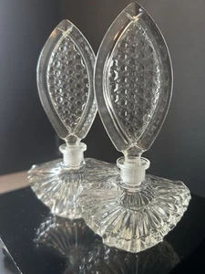 Eleganter 1930er Vintage Glas Parfüm/ätherische Öle Flakon - 2er Set 6,5" - Bild 1 von 5