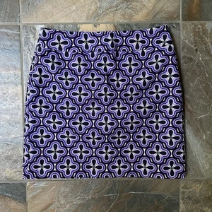 Ann Taylor Geometric Pencil Skirt Women's Size 8 Purple Blue - Picture 1 of 6