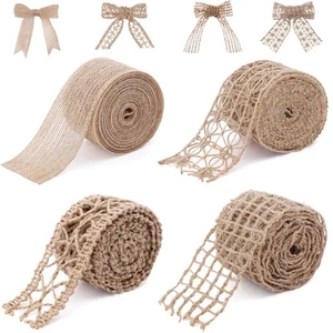 Rustic Burlap Ribbon 4 Rolls Jute Mesh 10M Ribbon for Wrapping DIY Crafts - Picture 1 of 8