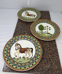 3er Set Weltmarktreise 8,75" Salatteller 2 Pferde 1 Pfau Portugal - Bild 1 von 7