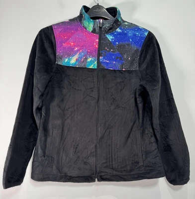 Fila Sport Fleece Jacket Womens Medium Black Galaxy Space Print Zip Up Velour - Image 1 of 4