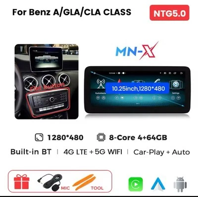 Autoradio Android Mercedes 5.0 Classe A W176 GLA X156 CLA C117 4G+64GB CarPlay - Immagine 1 di 4