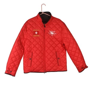 Polo Ralph Lauren Quilted Jacket L Reversible 2008 Switzerland Mercer Cup Red - Picture 1 of 18