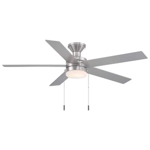 Hampton Bay Caltris 52" Brushed Nickel Indoor Outdoor Ceiling Fan LED Light - Picture 1 of 9