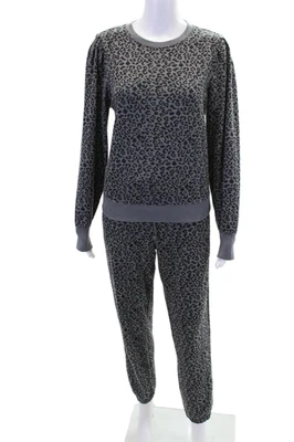 Conjunto Sudadera Rails Mujer Algodón Estampado Leopardo Cuello Redondo Gris Talla S Foto 1 de 4
