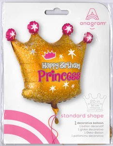 Princess Happy Birthday Girl Crown Foil Balloon - Picture 1 of 2