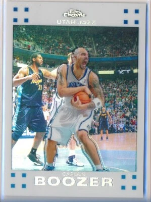 2007-2008 Topps Chrome White Carlos Boozer 67/99 Utah Jazz Basketball Card #64 - Image 1 of 2
