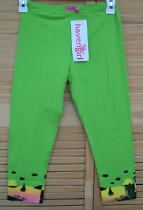 HAVEN GIRL nwt Miami Heat Lime Green Capri Leggings~Girl's Size L~14~NEW~ - Picture 1 of 2