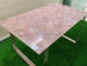 Rose Quartz Dining Table Top Unique Gift for Christmas and New Year Gift Her/Him - Picture 1 of 3