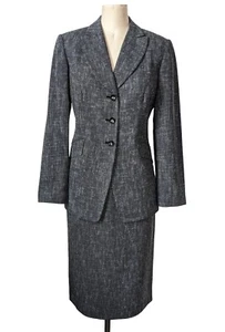 VTG Travis Ayers SZ 8 Black Ivory Hourglass Blazer Skirt Suit Set Career NEW - Picture 1 of 24