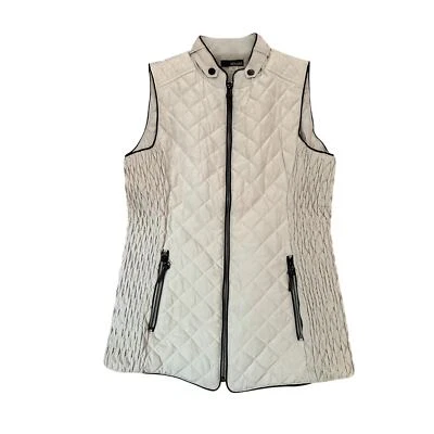 Renuar Quilted Vest Gray Silver Puffer Vest Size Small - Image 1 of 4