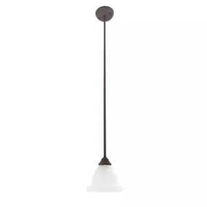 Distressed Bronze Pendant Light With Frosted Bell Glass - Picture 1 of 1