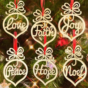 12 × Christmas Wooden Ornament Xmas Tree Decorations Hanging Pendant Gift USA - Picture 1 of 14