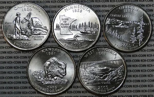 BU UNC United States 2005 5x state quarters 25 cent coins P or D - Picture 1 of 3