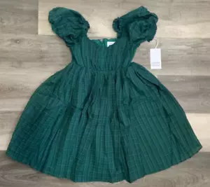 Unique Vintage Emerald Plaid Chiffon Belle Babydoll Dress, L Large - Picture 1 of 3