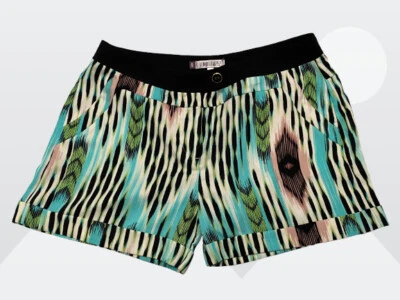 Pantalones cortos de vestir informales con puños geométricos multicolores para mujer Jennifer Lopez talla 10 Foto 1 de 4