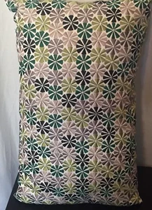 Kas Pillow Embroidered Green Gray Black Brown Circles Geometric Design Cotton - Picture 1 of 5