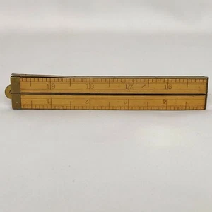 Antique C-S Co Pine Meadow Folding Ruler Wood Brass USA 24 Inch Centimeter - Picture 1 of 6