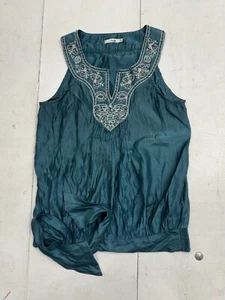 Papaya dunkelblau ärmellos Spitze Ausschnitt Mitte Scrunch Tank Damen Größe Medium - Bild 1 von 6