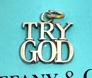 VINTAGE TIFFANY & CO 925 STERLINGSILBER TRY GOD ANHÄNGER mit Box - Bild 1 von 8