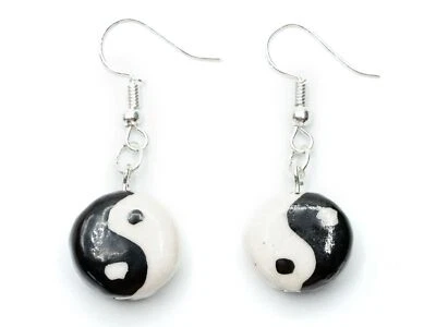 Pendientes Yin Yang Miniblings Colgante Filosofía Contrastes Yoga Asia Cerámica Foto 1 de 4
