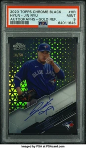 🔥 2020 TOPPS CHROME BLACK #HR HYUN-JIN RYU AUTO GOLD REFRCTR 10/50 PSA 9 POP 3! - Picture 1 of 7