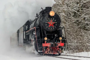 Fotomural FIELTRO LOCOMOTORA ANTIGUA (1464S) locomotora de vapor vintage tren máquina ferroviaria - Imagen 1 de 1